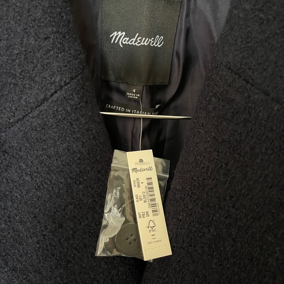 Madewell Oversized Wool Navy Coat Size 4 - Picture 5 of 8